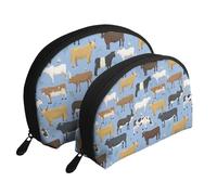 Ensemble de taureaux et de Vaches, Animaux de Ferme, mammifères bovins, Trousse de Maquillage Coquille Femme Petit Porte-Monnaie Trousse de Toilette Trousse à cosmétiques 2 pièces