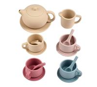 Ensemble de Tea Party en Silicone | Silicone, 6.4in X 7.7in X 3.2in | Pretend Play Kitchen Toy With Teapot, Cups, Plates | Gift For Boys & Girls Ages 3+