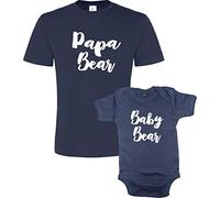 Ensemble DE Tee Shirt Papa et Baby Bear Tee Shirt et Body Marine
