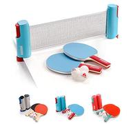 Ensemble de Tennis de Table 170 cm rétractable instantané pour Raquettes de ping-Pong avec Filet et 3 balles pour débutants et Professionnels (Sunrise, Bleu/Rouge)