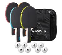 JOOLA Set Neon Tennis de Table 4 Raquettes, 8 Balles, Sac de Transport Multicolore