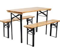 Ensemble de tente à bière DORTMUND Mini3, table 117x56x76,5 cm, 2x bancs 117x25x46,5 cm, bois 27 mm
