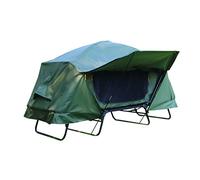 Ensemble de tente de camping - Tente surélevée double couche imperméable avec fenêtre, sac de rangement et coussin en mousse
