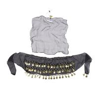 Ensemble de tenue de danse du ventre avec écharpe, écharpe pour pièces de monnaie, accessoires de costume gitane pour femme, costume californien, renaissance, gitan, pirate, adulte, Noir , taille