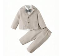 Ensemble de tenue de gentleman pour bébé garçon, chemise blanche, blazer kaki, ensemble de pantalon à taille élastique, convient pour l'anniversaire, la soirée, la représentation, le mariage, la baby 