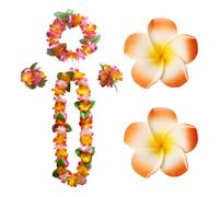 Ensemble De Tenues De Fête Tropicale 6 Pièces, Décoration Hawaïenne avec Guirlande De Poignet et Guirlande