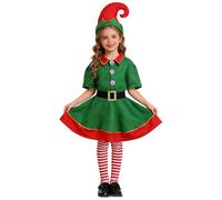 Ensemble de tenues de Noël pour enfants, filles et adolescentes, 4 pièces, comprenant une robe, un chapeau, des chaussettes, une ceinture, un ensemble de tenues vertes pour (Green, 14-15 Years)