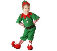 Ensemble de Tenues de Noël pour Enfants, garçons et Adolescents, 5 pièces, Comprenant Un Haut, Un Pantalon, Un Chapeau, des Chaussettes, Une Ceinture, Vert (Green, 2-3 Years)