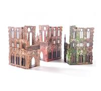 Ensemble de terrain de ruines épiques pour WH40K DND Pathfinder 28 mm - Accessoires modulaires miniatures TTRPG - Paysage de bataille - Bâtiments peints pour table de Wargaming Battlezone - Kit de
