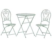 Ensemble Bistrot Table et Chaises Pliantes en Métal Vert avec Ornaments Décoratifs pour Jardin Terrasse ou Balcon Classique et Romantique Beliani