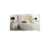 Ensemble de tete de lit + 2 chevets coloris chene cambrian, blanc --