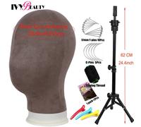 Ensemble De Tête De Perruque Avec Mini Trépied Réglable,Bloc De Toile Pour Le Visage,Tête De Mannequin Pour La Fabrication De Perruques Avec Épingles En T - Type Head With Tripod #B