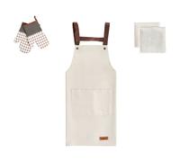 Ensemble de Textiles de Cuisine avec Tablier et Gants Beige Lactuca