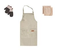 Ensemble de Textiles de Cuisine avec Tablier et Gants Beige Pisum
