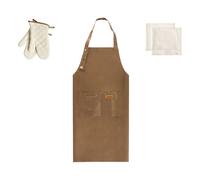 Ensemble de Textiles de Cuisine avec Tablier et Gants Marron Daucus