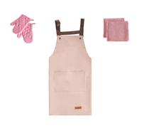 Ensemble de Textiles de Cuisine avec Tablier et Gants Rose Lactuca