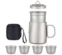 Ensemble De Thé - 4 Pièces Thé À Theé | Pot De Camping | Tasses De Teea Avec Théière Et Infuseur | Tests À Thhé En Acier Inoxydable En Titane | Tasse De 50 Ml Portable Pour La Maison De Randonnée En