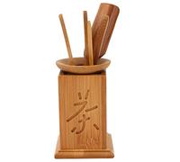 Ensemble De Thé en Bambou De 6, Trompette De Cérémonie du Thé en Bambou Naturel Nouveau Service à Thé Kung Fu Accessoires avec Seau à Thé Cuillère à Thé Cuillère à Thé Pince à Thé