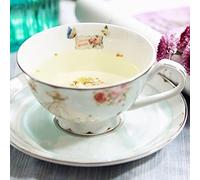 Ensemble de thé Ensemble de thé européen avec Bougies en Verre Chauffant Galets de thé en Feuille de Feuille en Vrac pour 4 Personnes à la Maison Utilisez des Ensembles de soucoupes de Tasse de
