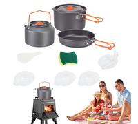 Ensemble de thé et poêle portable - kit de casseroles de camping, mini pot de camping | Équipement de cuisine compact pour les aventures en plein air, idéal pour la randonnée, les voyages et les
