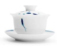 Ensemble de thé Gaiwan, Bol en céramique peint à la main de 140 ml, porcelaine blanche, Gaiwan, for la préparation du thé chinois