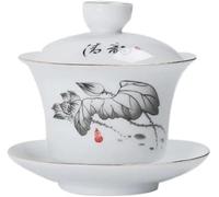 Ensemble de thé Gaiwan, Service à thé chinois 165 ml, motif lotus dessiné à la main, GAI Wan