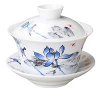 Ensemble de thé Gaiwan, Service à thé chinois en porcelaine peinte à la main de 380 ml, service à thé en céramique Gaiwan