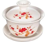 Ensemble de thé Gaiwan, Service à thé Gaiwan en porcelaine blanche peinte à la main, 110 ml