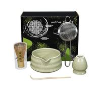 Ensemble de thé japonais Matcha - Bol en céramique pour matcha avec fouet, cuillère et support de fouet | Kit authentique 5 pour la préparation du thé pour cérémonie japonaise