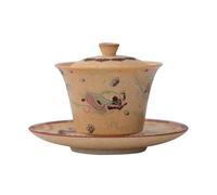 Ensemble de thé Kung Fu en céramique 140 ml - Motif Feitian Impression Sancai Gai - Fleurs dispersées