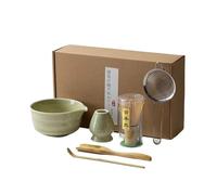 Ensemble De Thé Matcha 4/5/6 Pièces, Fouet En Bambou, Cuillère À Café, Bol En Céramique, Ensembles De Thé Traditionnels, Outils De Préparation Du Thé For La Maison, Accessoires(6PCS Matcha green)