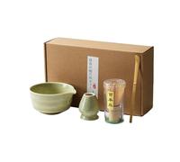 Ensemble De Thé Matcha 4/5/6 Pièces, Fouet En Bambou, Cuillère À Café, Bol En Céramique, Ensembles De Thé Traditionnels, Outils De Préparation Du Thé For La Maison, Accessoires(4PCS Matcha green)