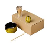 Ensemble de thé Matcha 7/4 pièces, fait à la main, facile nettoyer, bol, fouet, cuillère café, accessoires for préparation du, cérémonie Matcha Kit(4pcs yellow)