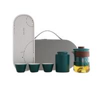 Ensemble de thé portable de théâtre avec théâtre avec accessoires, théière résistante à la chaleur, tamis à thé, tablette de service et 3 tasses à thé en voyage pour vacances, pique-nique