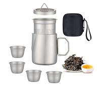 Ensemble de thé pour adultes, 4 tasses avec théière et infuseur complet - tasse 50 ml pour intérieur, extérieur, maison, pique-nique, camping, voyage