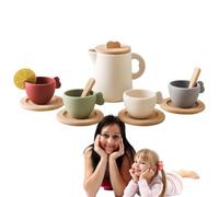 Ensemble de thé pour filles, ensemble de thé en bois pour filles - jouet princesse thé temps - ensemble de thé en bois pour petites filles, ensemble de fête à thé pour filles, princesse comme si vous