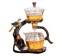 Ensemble de thé semi-automatique, théière magnétique magnétique en verre en verre en en élevé avec infuseur, 300 ml + 460 ml de théâtre magique, 7.8x4.9x10.4 Ensemble thé Kung Fu pour