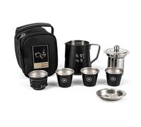Ensemble de théière de voyage - théière et tasse, ensemble compact pour la préparation de la bière, théière et tasse, théières en acier inoxydable résistantes à la chaleur avec 4 tasses à thé |