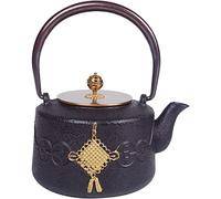Ensemble de théière en fonte durable avec chauffe-théière chinoise durable et saine, motif nœud chinois