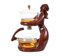 Ensemble de théière en verre avec infuseur, ensemble de théière et de tasses,Outil de préparation de thé de réunion semi-automatique avec infuseur et couvercle | Service à thé en verre pour personne p