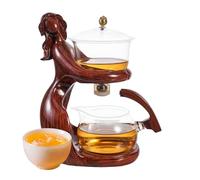 Ensemble de théière en verre avec infuseur et couvercle, théière à eau semi-automatique | Ensemble de thé avec tasses de réunion, cuisine ou utilisation quotidienne, facile et pratique