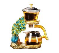 Ensemble de théière en verre semi-automatique avec passoire intégrée, kit de préparation de thé résistant à la chaleur for la cuisine du bureau à domicile, service à thé complet