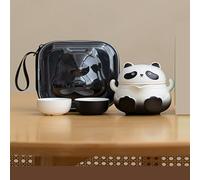 Ensemble de théière for adulte, coffret cadeau avec infuseur à thé, sac portable en céramique, la maison, l'extérieur, les pique-niques, l'hôtel, le bureau(Black)
