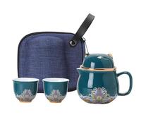 Ensemble de théières en céramique avec infuseur - Portatif - En porcelaine - Résistant aux chocs - Avec infuseur - Pour pique-nique