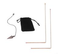 Ensemble de tiges de radiesthésie en cuivre à 99,9 % - Sonde de détecteur de métaux or rose pour trouver l'eau, la chasse au trésor et les minéraux - Avec pendule (A)