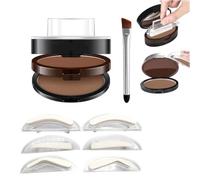 Ensemble de timbres de sourcils en poudre 2 couleurs 3 paires de modèles,#2 | Tampon Sourcils Waterproof, Sourcils Maquillage Tampon, Pochoir Sourcil Femme, Résistant à la Transpiration, Double couleur