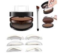Ensemble de timbres de sourcils en poudre 2 couleurs 3 paires de modèles,#3 | Tampon Sourcils Waterproof, Sourcils Maquillage Tampon, Pochoir Sourcil Femme, Résistant à la Transpiration, Double couleur