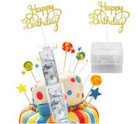Ensemble de Tirelire de Gâteau d’Anniversaire,Tirelire Gâteau Réutilisable avec 20 Sacs Transparents pour Les Fournitures de fête d'anniversaire Cadeau Surprise