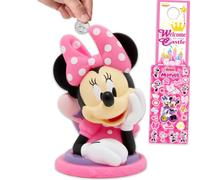Ensemble de tirelire Minnie Mouse - Ensemble avec 17,8 cm pour économiser de l'argent et des devises et des autocollants, plus | Tirelire Disney pour enfants, filles