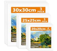 Ensemble de toiles à peindre Mokani (lot de 10) - (20x20, 25x25, 30x30 cm), toiles multi-tailles, panneaux de toile blancs pré-tendus pour artistes - Carton de peinture de 3 mm d'épaisseur - Convient